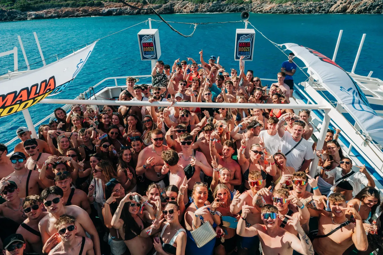 Sun, sea and good vibes on the Malia Booze Cruise – full deck, hands up, drinks flowing and tunes banging from start to finish.