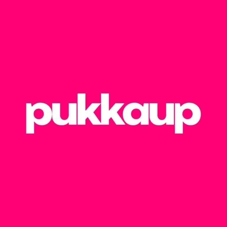 Pukka Up Ibiza logo in white text on a bright pink background