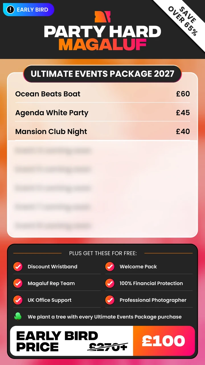 NEW Magaluf Early Bird Ultimate Events Package Summer 2027