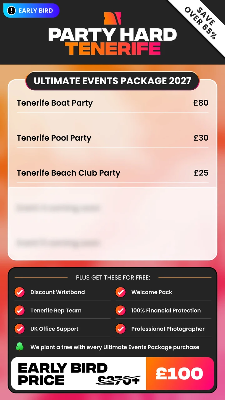 NEW Tenerife Early Bird Ultimate Events Package Summer 2027