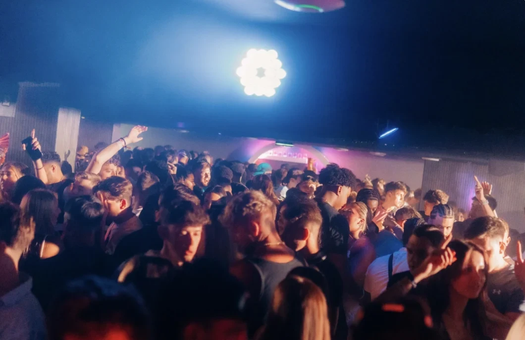 AQUA Club Ayia Napa inside view of crowd dancing and vibing
